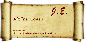 Jári Edvin névjegykártya